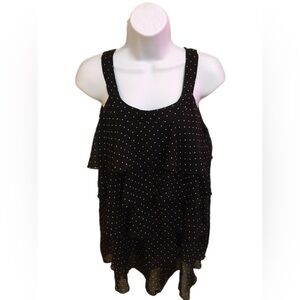 Chic Black Polka Dot Tiered Tank Top